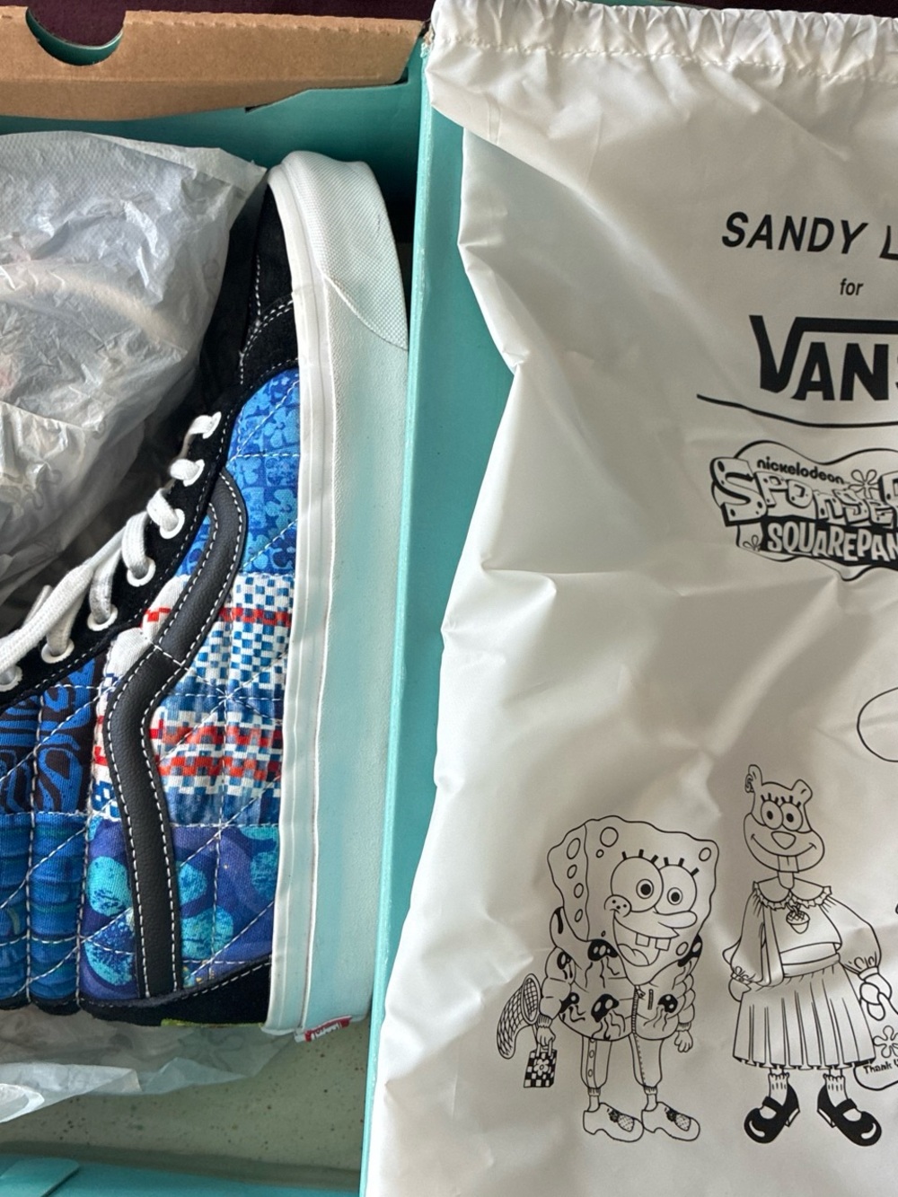 Vans Kids SpongeBob Blue Patterned High-Top Sneakers